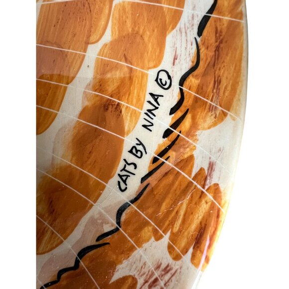 Vtg 2001 NINA LYMAN Hand-Painted Ceramic Cat Plate Large "Cats by Nina" 12.75" D - Picture 7 of 16